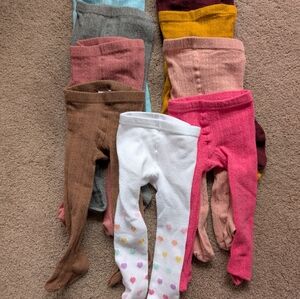 9 Pairs Colorful Kids Tights Set By Little Stocking, Size 6-12 Mos